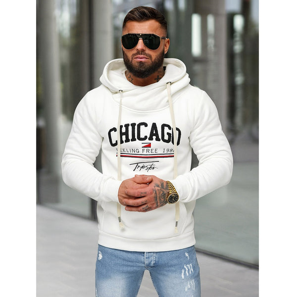 Vit Hoodie Chicago - Luvtröja Herr