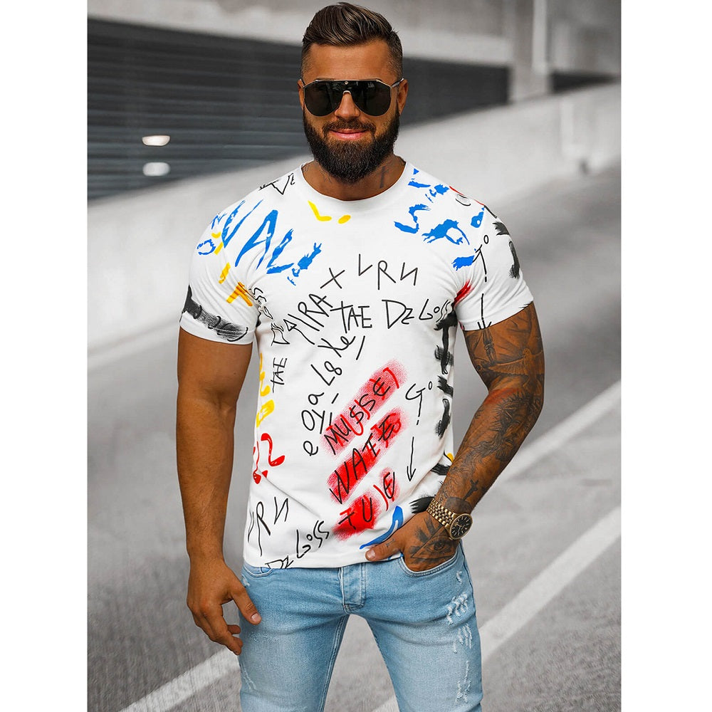 T-shirt herr - Vit med designtryck framifrån