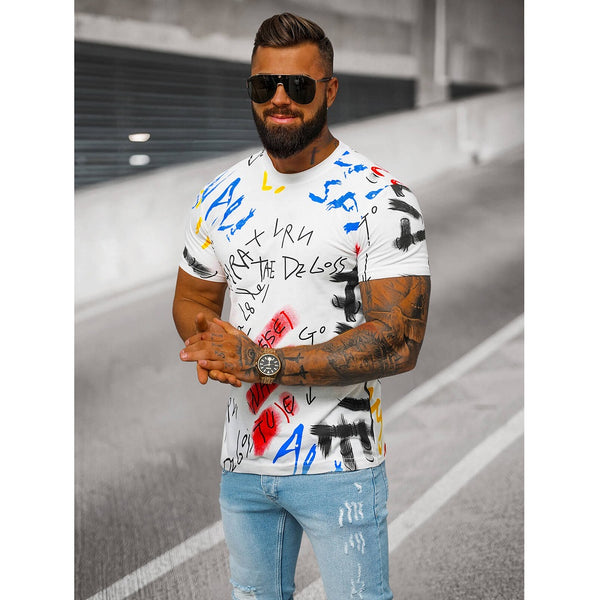 T-shirt herr - Vit med designtryck