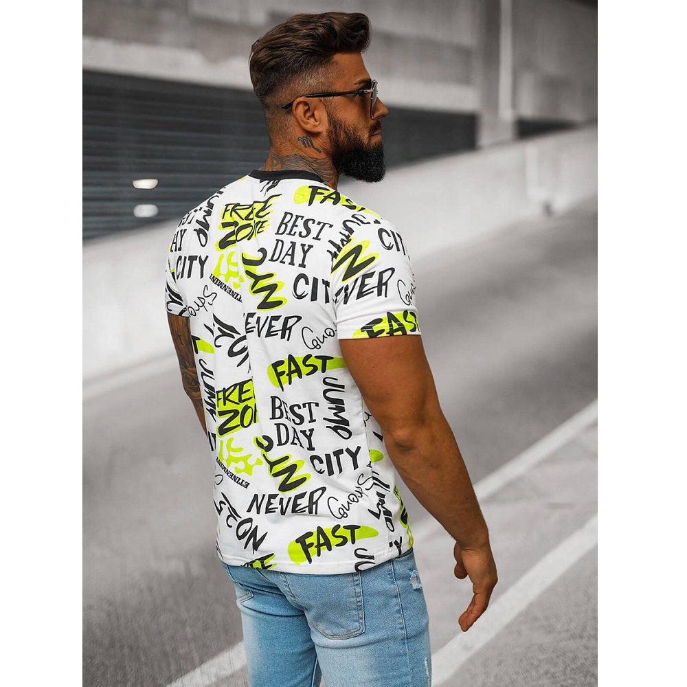 Kortärmad tröja med text tryck - Vit T-shirt bakifrån