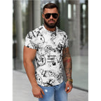 Vit T-shirt med tryck runtom - Slim Fit sidan