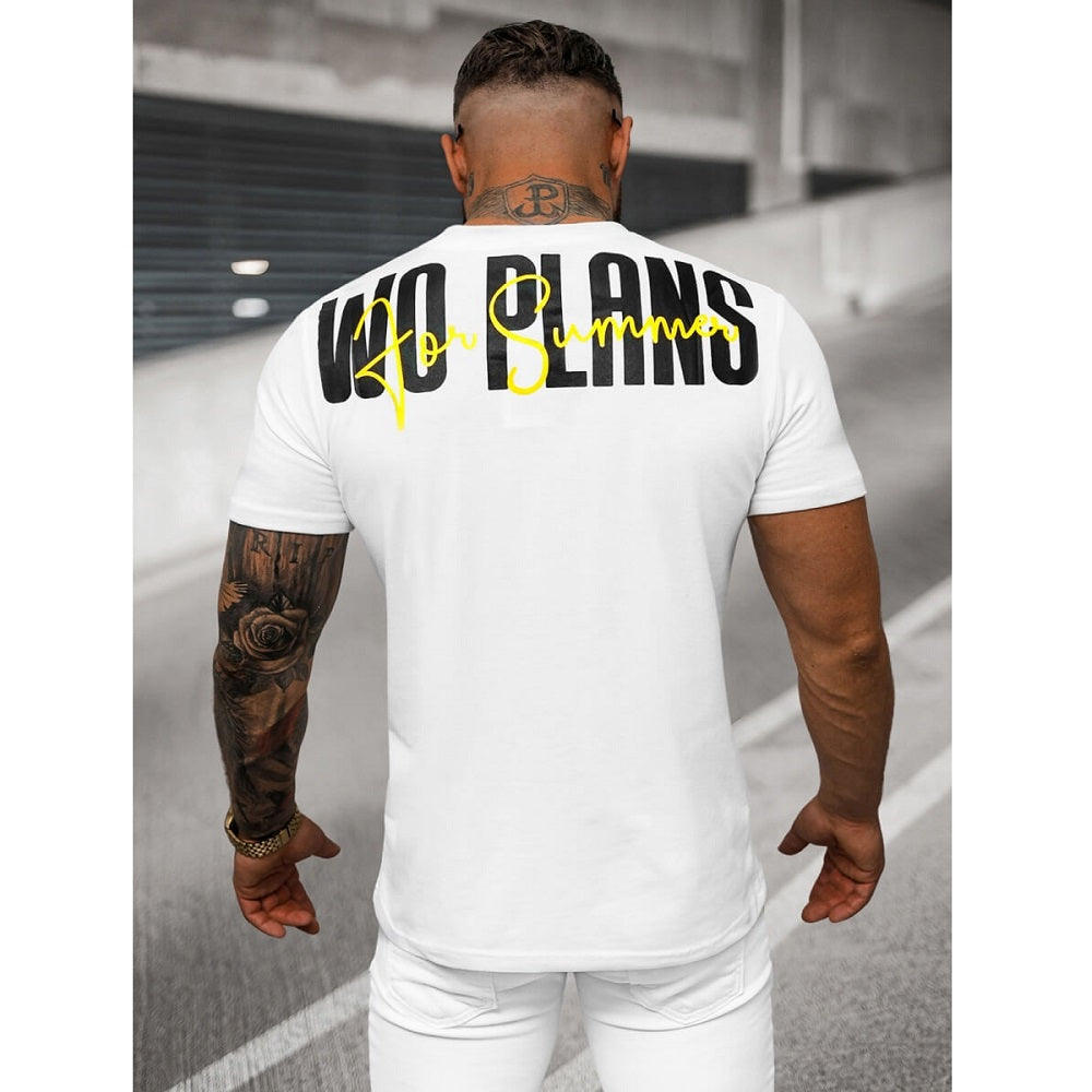 Vit kortärmad tröja - Wo Plans T-Shirt