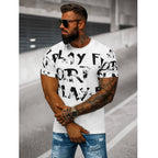 Vit t-shirt med svart tryck - Herr framifrån