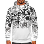 Vit polyester hoddie - Herrkläder framifrån