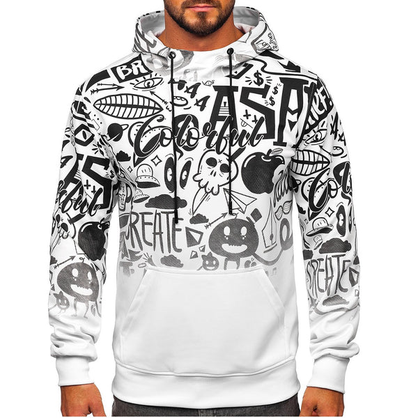Vit polyester hoddie - Herrkläder framifrån