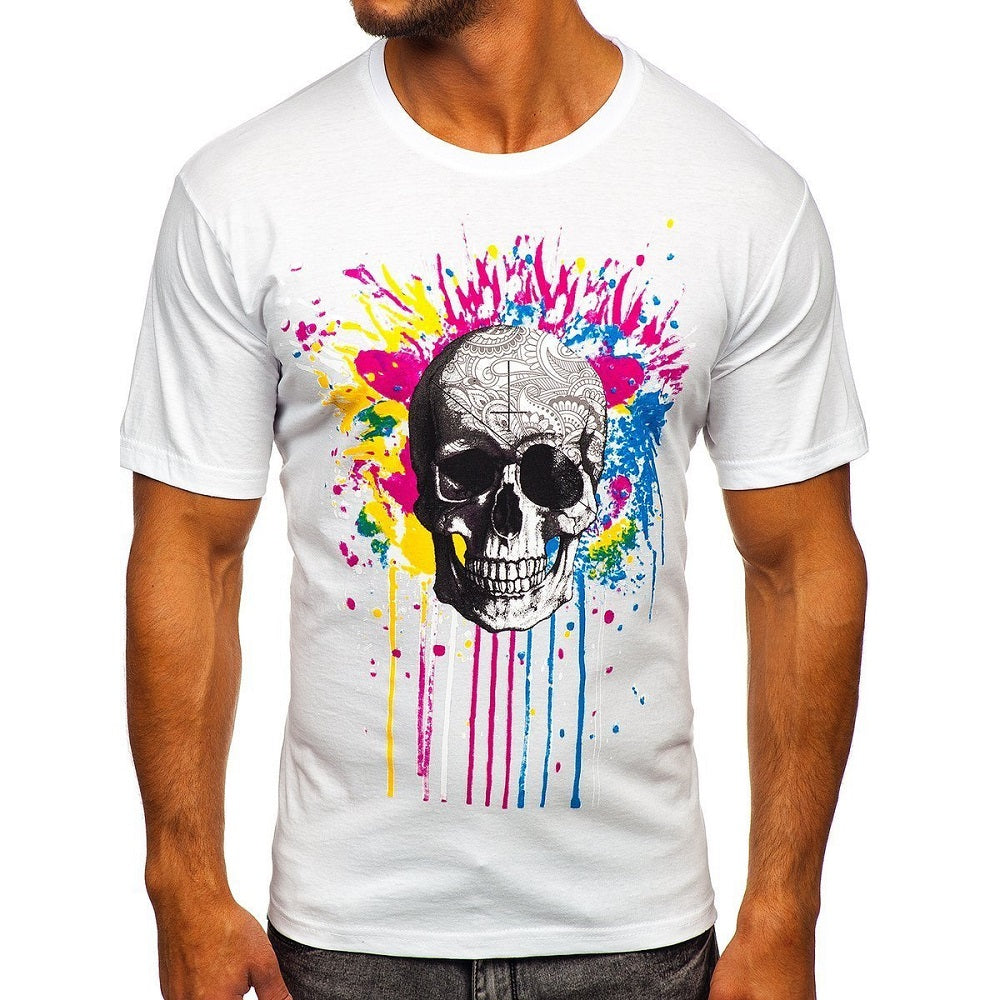 Vit kortärmad tröja herr - T-shirt med tryck framifrån