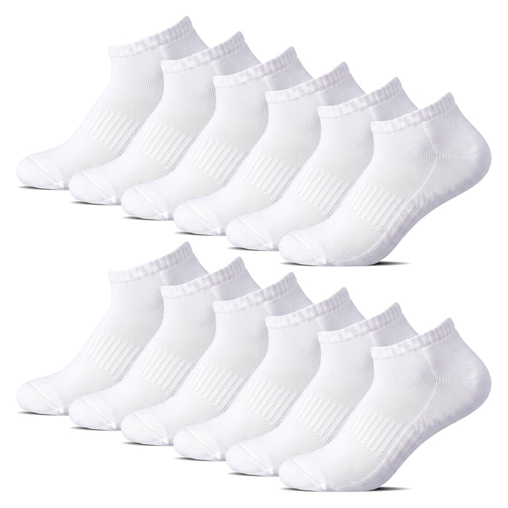 12-pack vita ankelstrumpor i bomull med frottésula