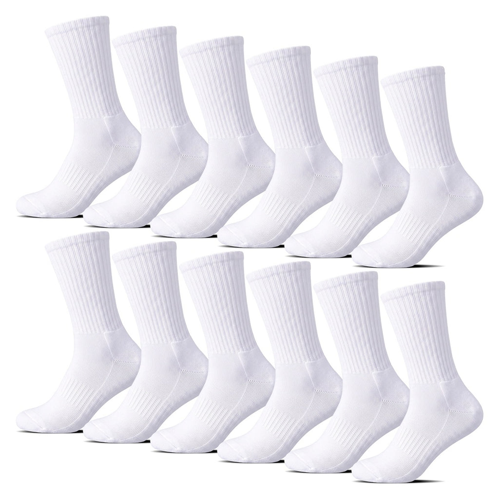 12-pack vita sportstrumpor i bomull med frottésula