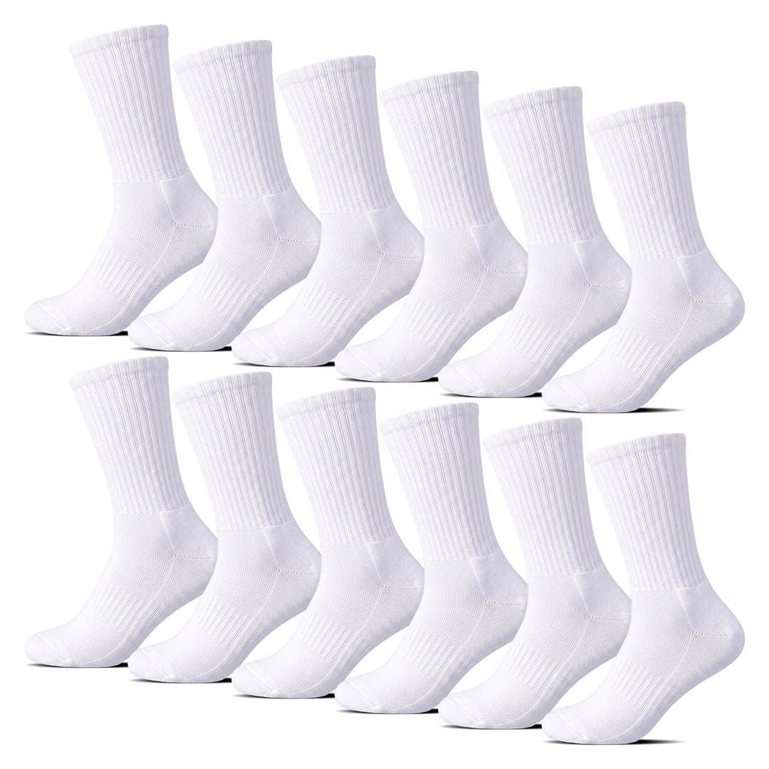 12-pack vita sportstrumpor i bomull med frottésula