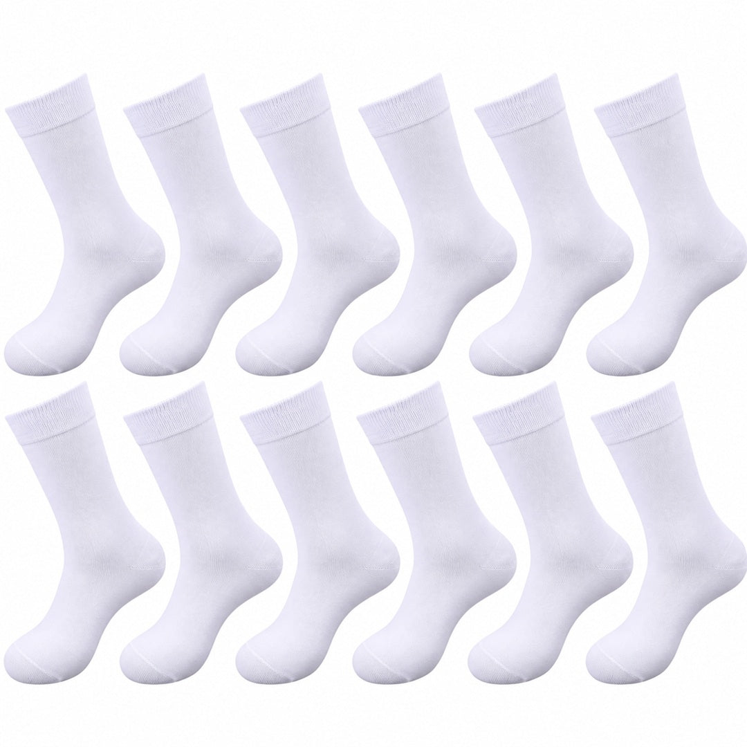 12-pack vita bomullsstrumpor från Pesail för herr, klassiska strumpor med ribbad mudd i storlek 39–42 och 43–46.
