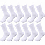 12-pack vita bomullsstrumpor från Pesail för herr, klassiska strumpor med ribbad mudd i storlek 39–42 och 43–46.