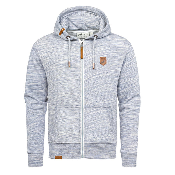 Zip hoodies herr i melerande färger - 6 färgval Blå