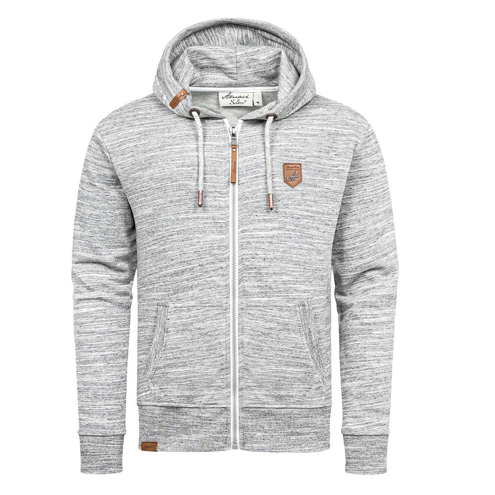 Zip hoodies herr i melerande färger - 6 färgval Grå