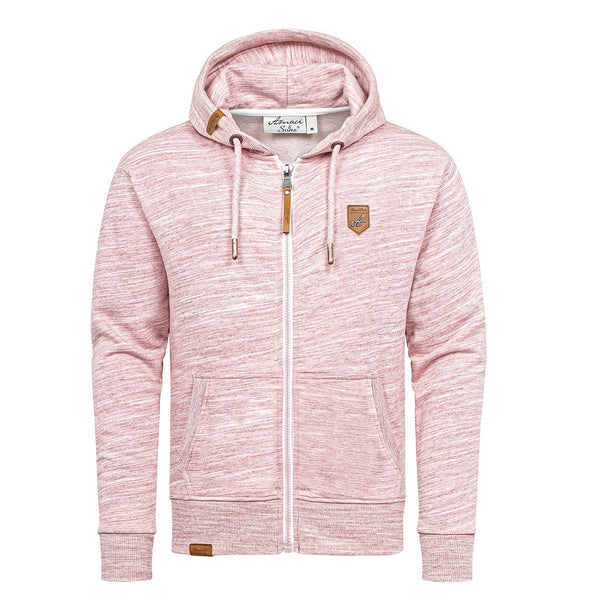 Zip hoodies herr i melerande färger - 6 färgval Röd