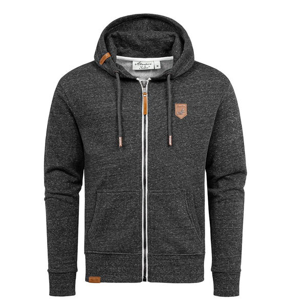 Zip hoodies herr i melerande färger - 6 färgval Svart