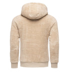 Zip fleece hoodie herrtröja med fleece beige bakifrån