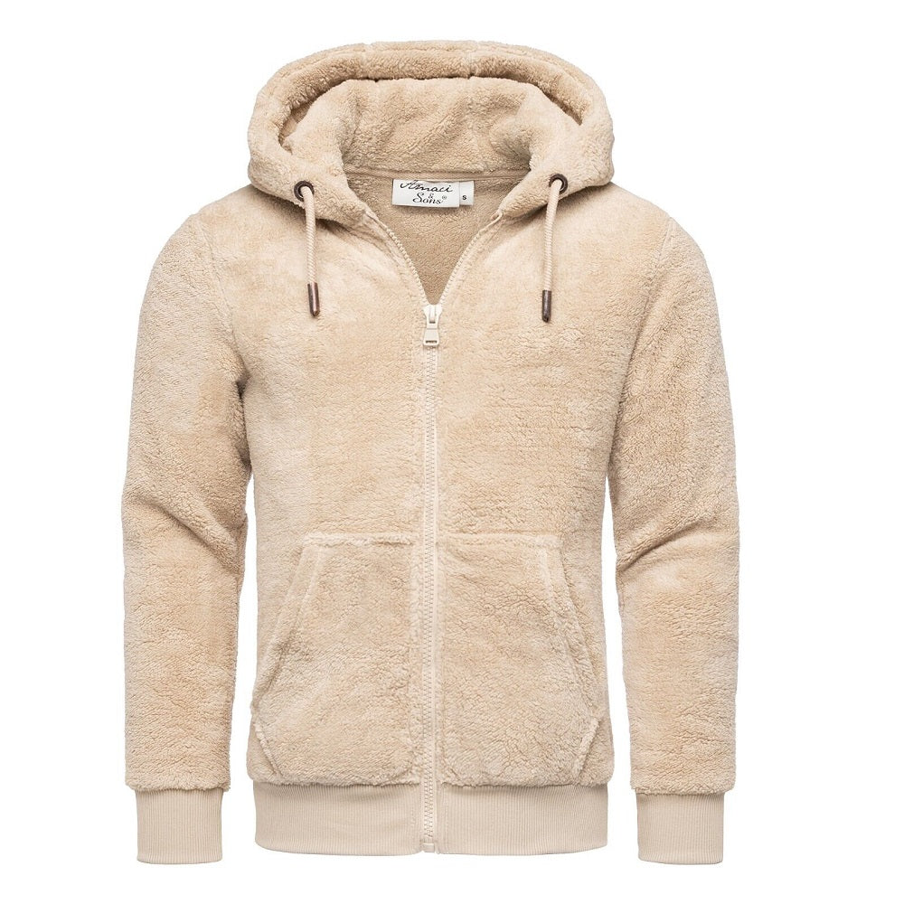 Fleecetröja herr med dragkedja hela vägen - Beige färg