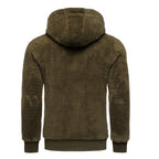 Zip fleece hoodie herrtröja med fleece grön bakifrån
