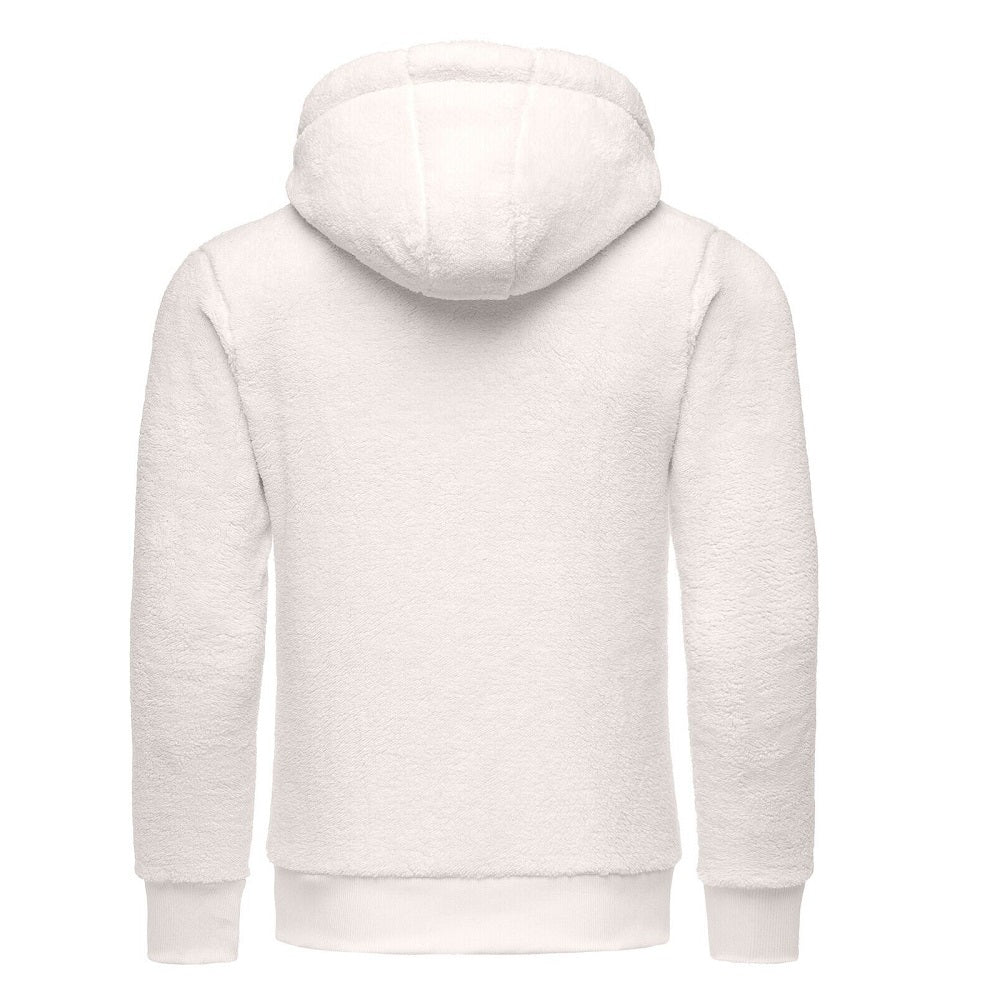 Vit fleecetröja med huva - Zip hoodie Herr bakifrån