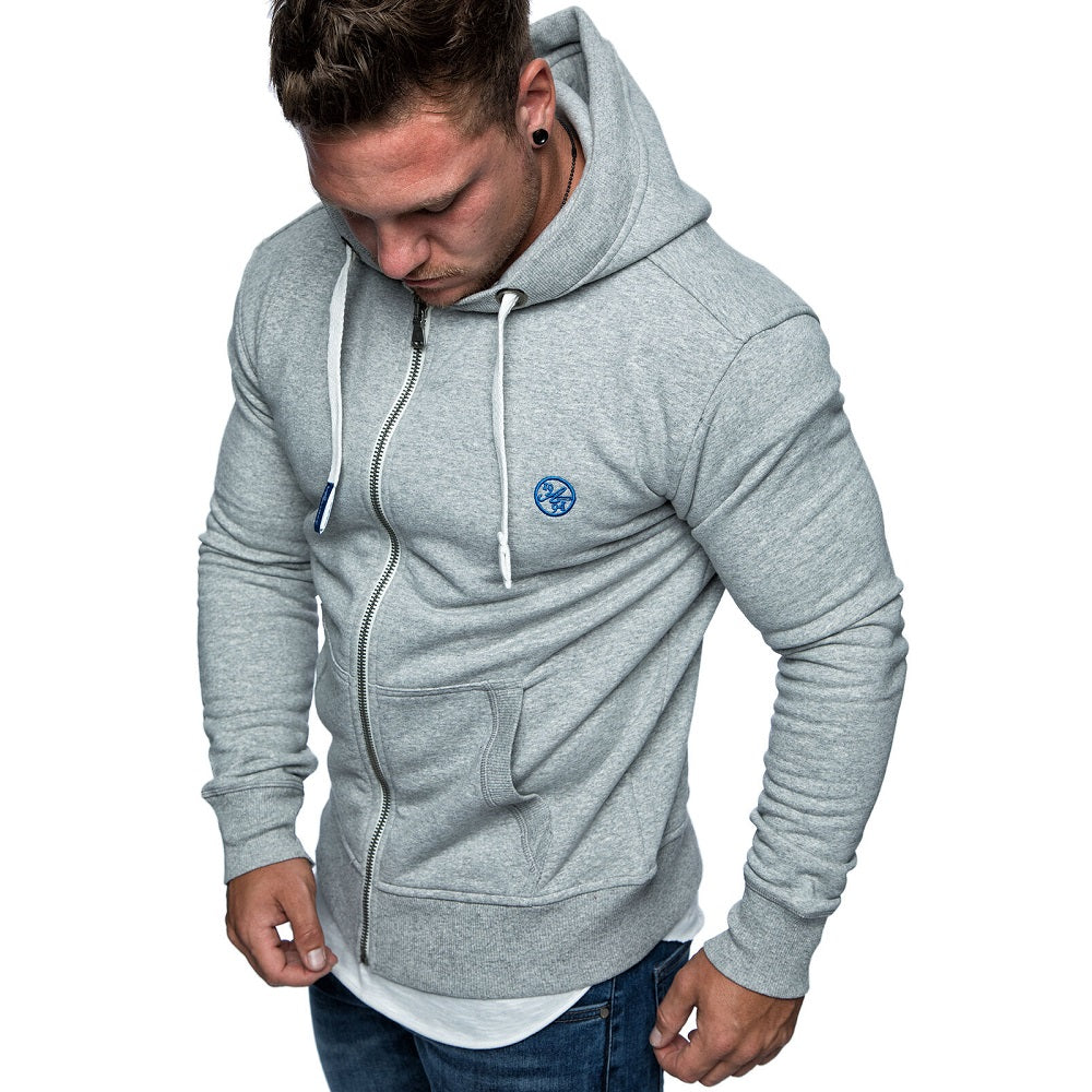 Zip hoodie herr - stilren grå huvtröja