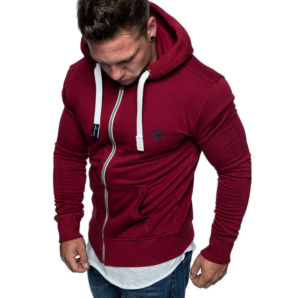 Zip hoodie - vinröd stilren huvtröja