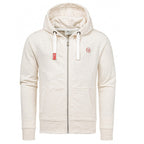 Zip hoodie för herr - Beige herrtröja med dragkedja och luva