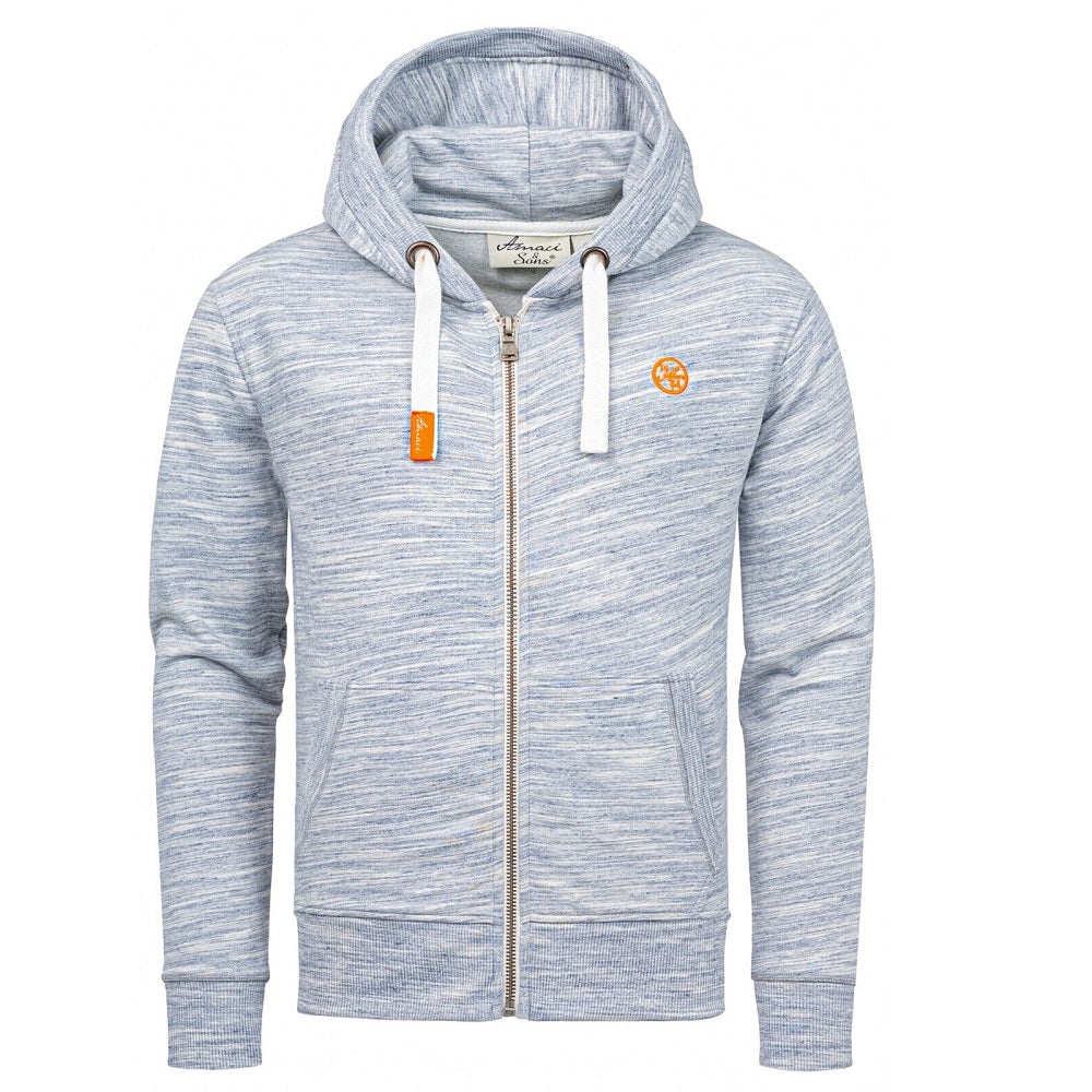 Zip hoodie herr - Blå huvtröja med dragkedja