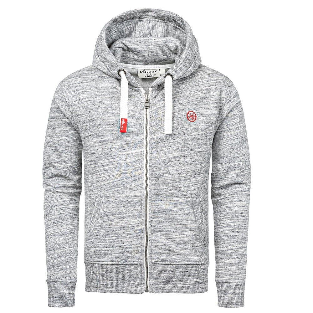 Ljusgrå zip hoodie herr - Huvtröja med dragkedja