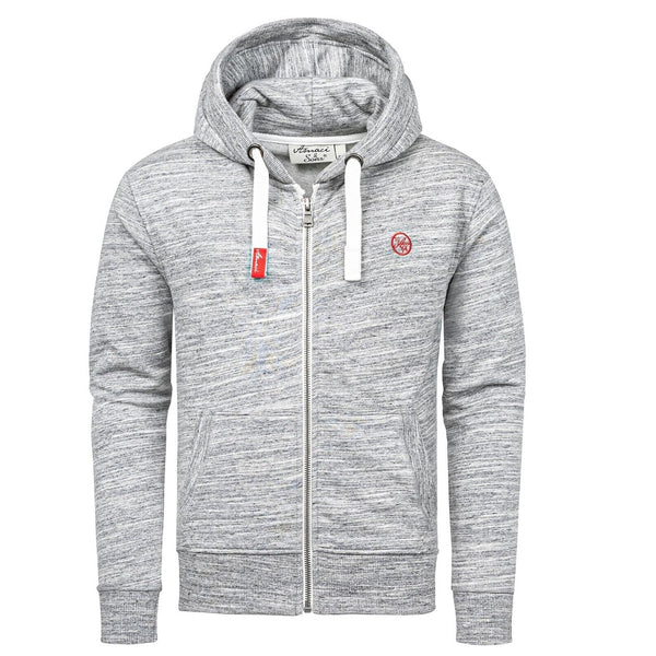 Ljusgrå zip hoodie herr - Huvtröja med dragkedja