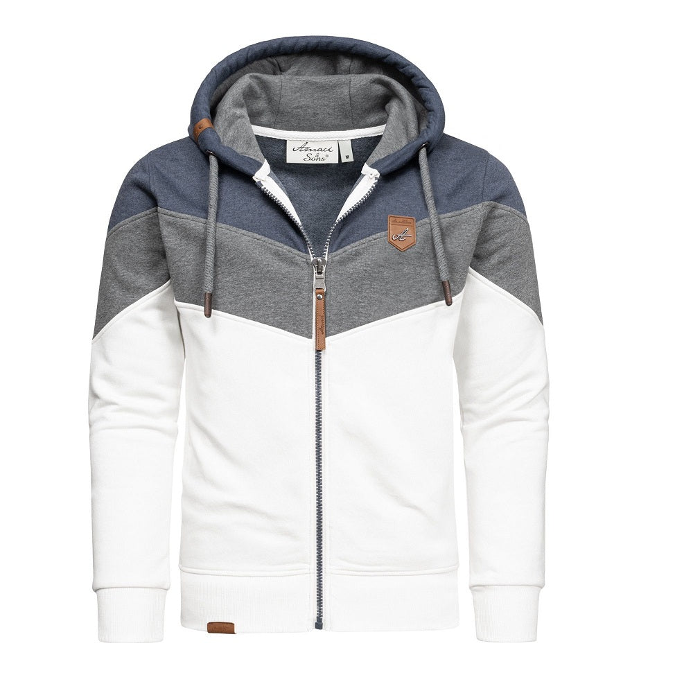 Zip Hoodies Herr - Flerfärgade huvtröjor blå framifrån