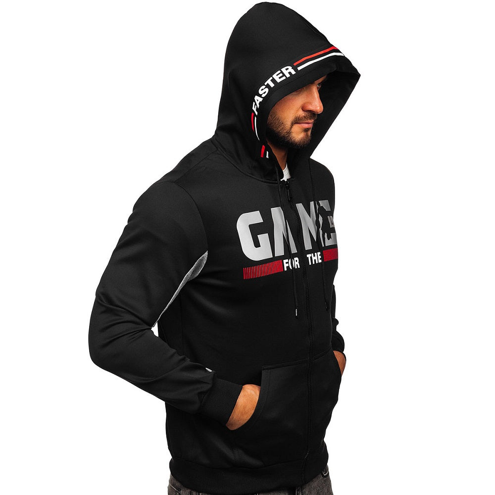 Zip hoodie herrtröja luva