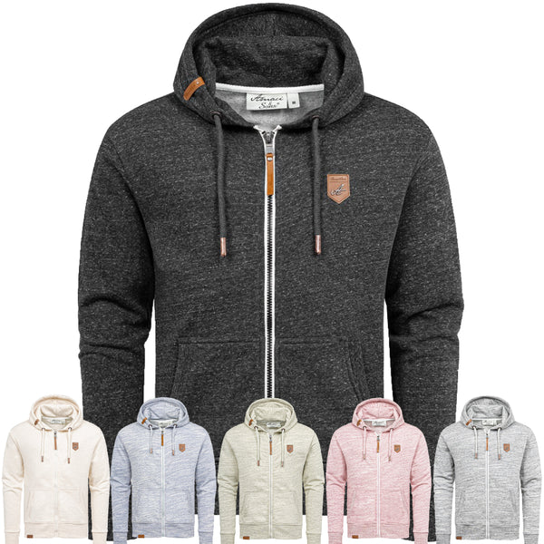 Zip hoodies herr i melerande färger - 6 färgval