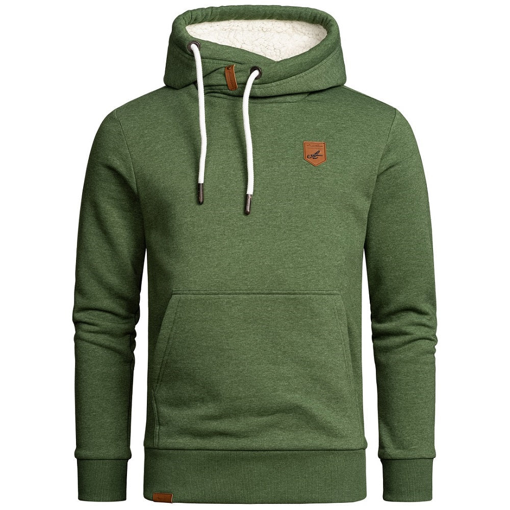 Amaci & Sons grön hoodie herr med fodrad luva N4054