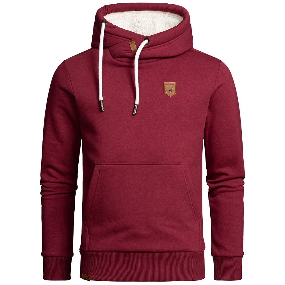 Amaci & Sons vinröd hoodie herr med fodrad luva N4054