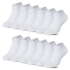 12-pack vita ankelstrumpor BENYSØN® i premiumbomull med sömlös tå och ventilerande mesh