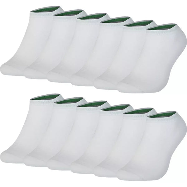 12-pack vita bambustrumpor i ankelmodell från Benyson för dam och herr.