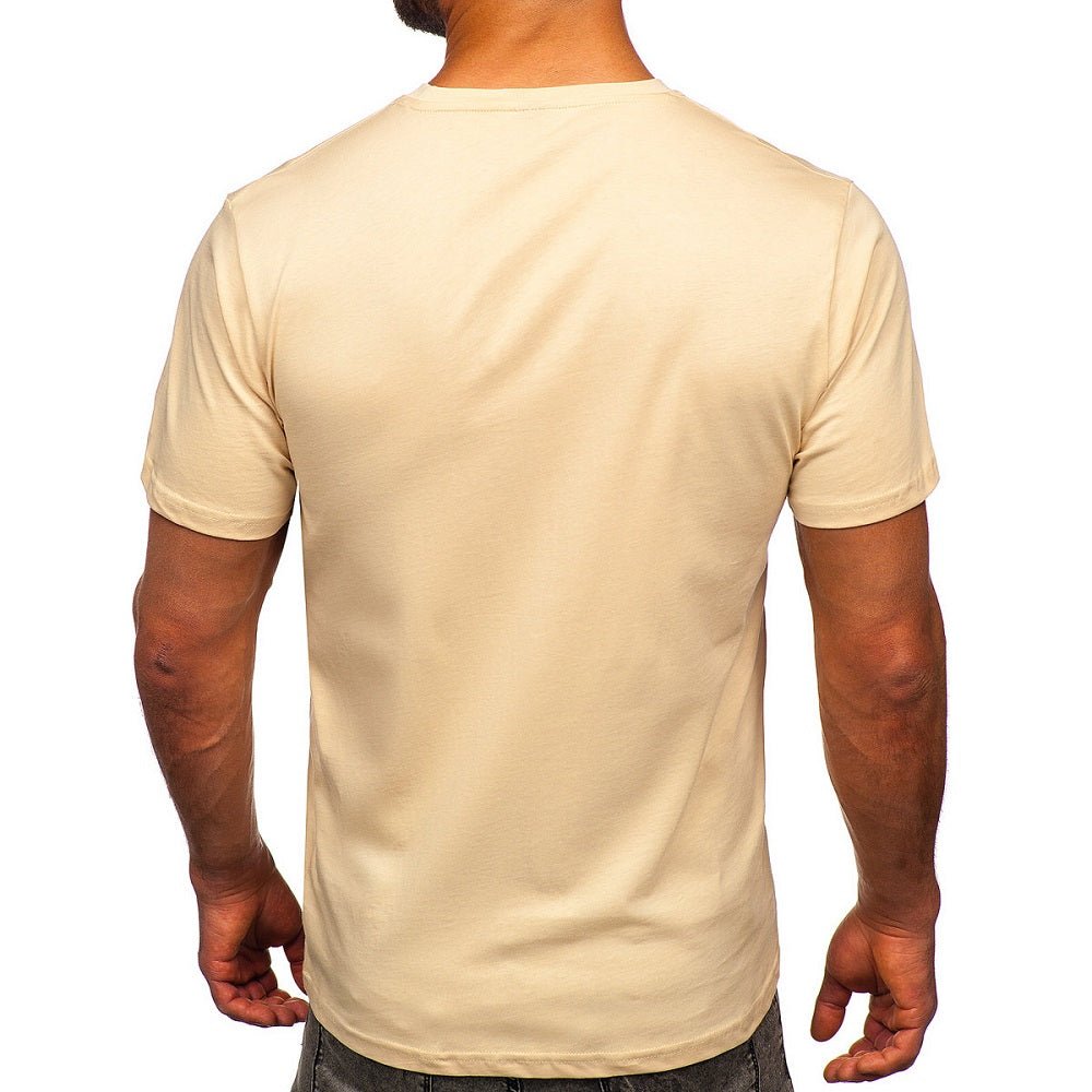 Basic t-shirt beige - Herr O-ringad bakifrån