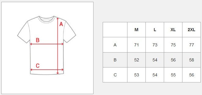 Basic t-shirt - Herr O-ringad storlekstabell