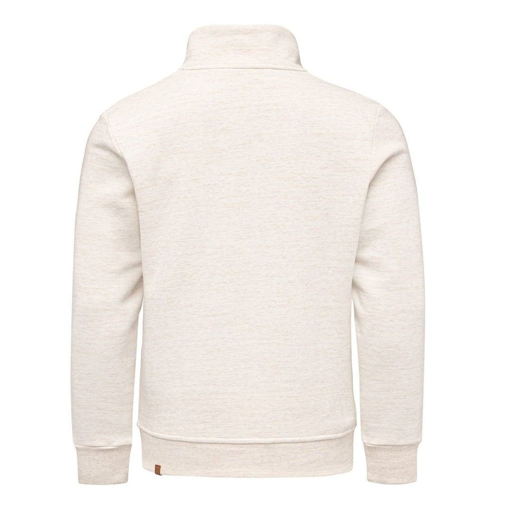 Beige melerad Amaci & Sons half zip tröja herr sedd bakifrån