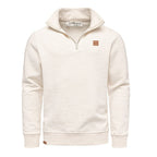 Beige half zip sweatshirt herr med hög krage från Amaci & Sons