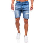 Blåa herrshorts - Jeansshorts med slitningar framifrån