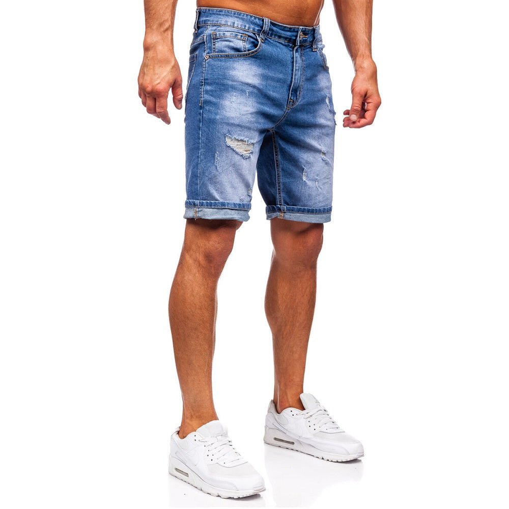 Destroyed herrshorts - Jeansshorts blå sidan