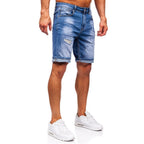 Destroyed herrshorts - Jeansshorts blå sidan