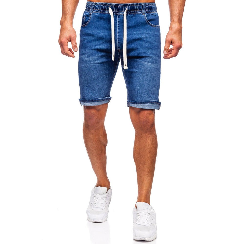 Blåa jeansshorts - Resårshorts framifrån
