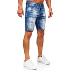 Slitna och skuggade jeansshorts - Blå herrshorts sidan