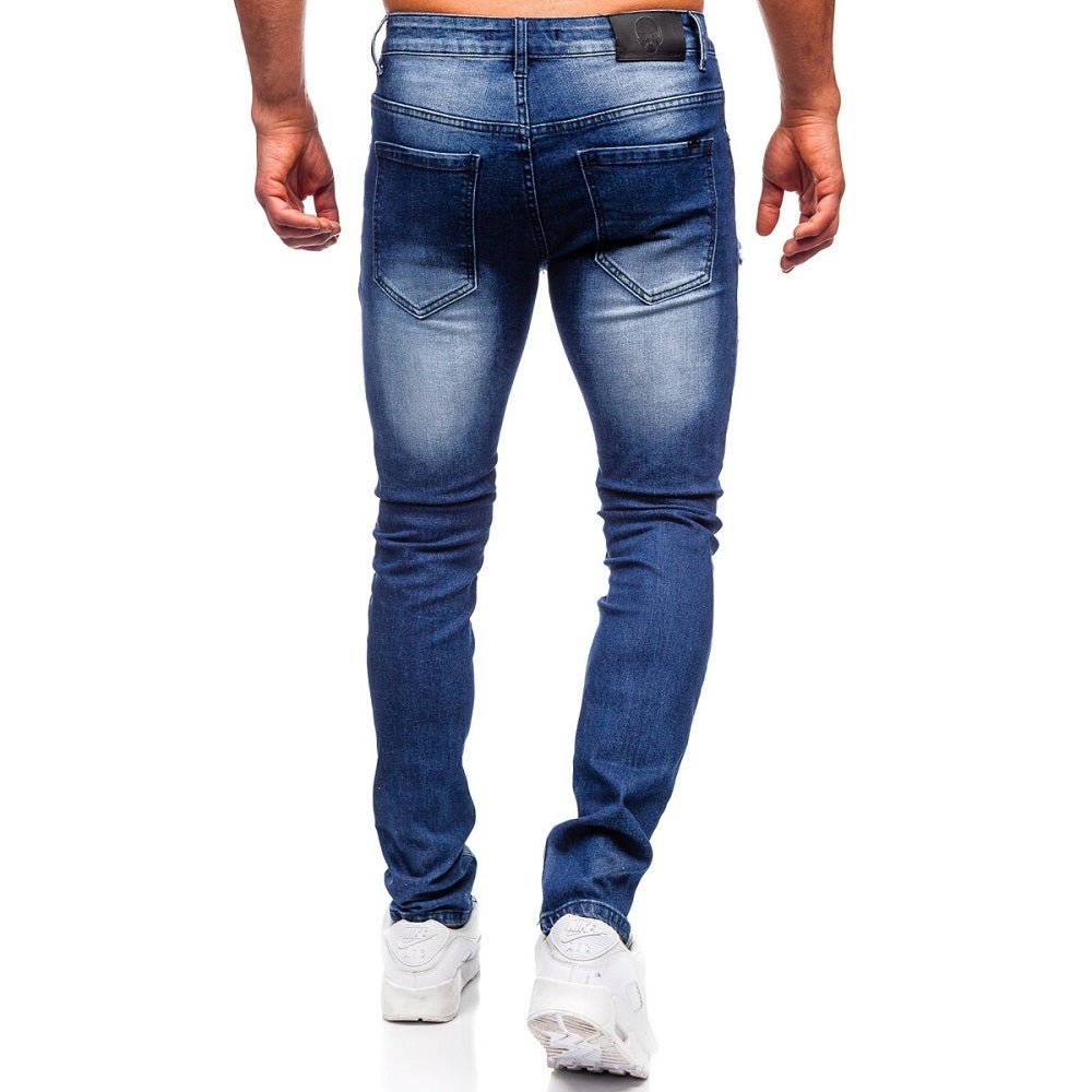 Nötta och sitna Jeans - Blåa herrjeans bakifrån