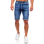 Jeansshorts blå - Resår herrshorts framifrån