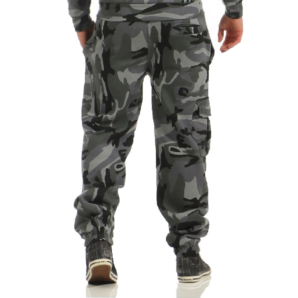 Camouflage mjukisbyxor med cargoficka - modell Boden JHNsport midnight bakifrån