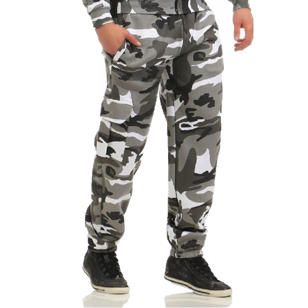 Camouflage mjukisbyxor med cargoficka - modell Boden JHNsport urban från sidan