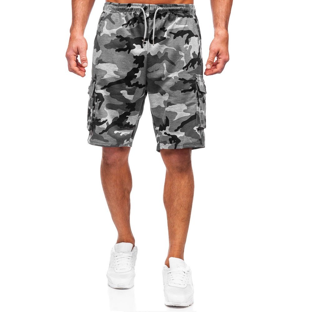 Camouflageshorts med cargofickor - ljusgråa framifrån